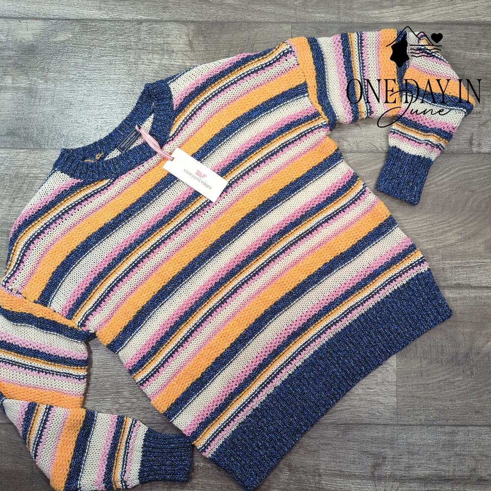 Vineyard Vines Novelty Stripe Crew Sweater Multicolor NWT $228 Size XS